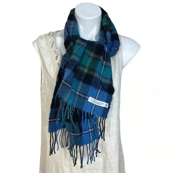 Lochcarron plain lambswool pure wool plaid fringe scarf - Picture 4 of 4